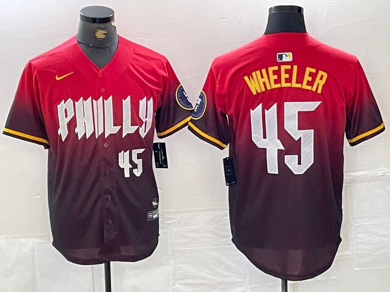 Men Philadelphia Phillies #45 Wheeler Red City Edition Nike 2024 MLB Jersey style 2->philadelphia phillies->MLB Jersey